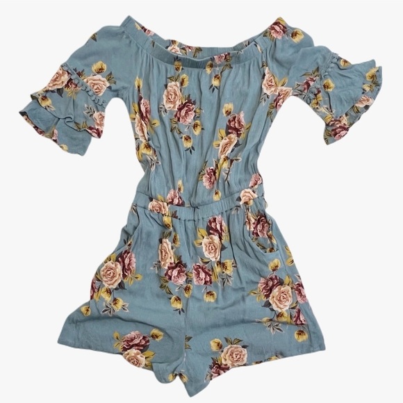 Xhilaration Floral Print Bell Sleeve Romper Womens Size Small - Picture 1 of 8